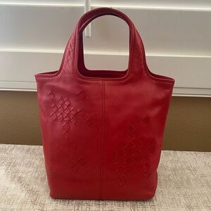 Bottega Veneta Deep Red Small Intrecciato Regent Tote Bag with COA. VGUC!